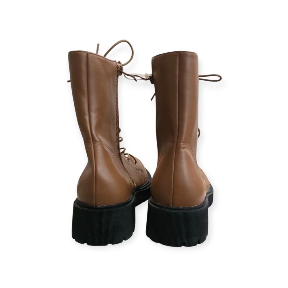 wuORwu Faux Leather Lace Up Combat Boots 9.5 - Picture 4 of 5